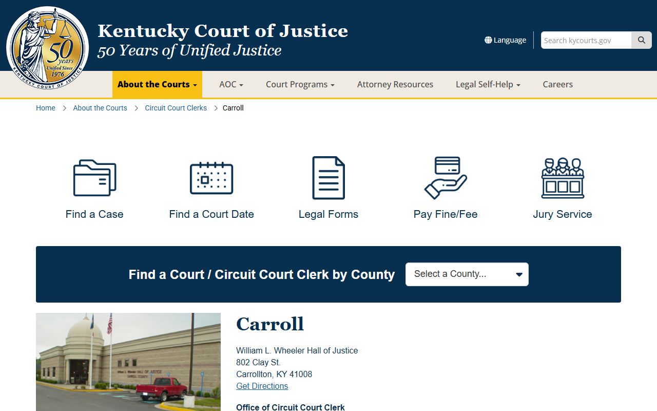 Carroll County court records after arrest clerk information